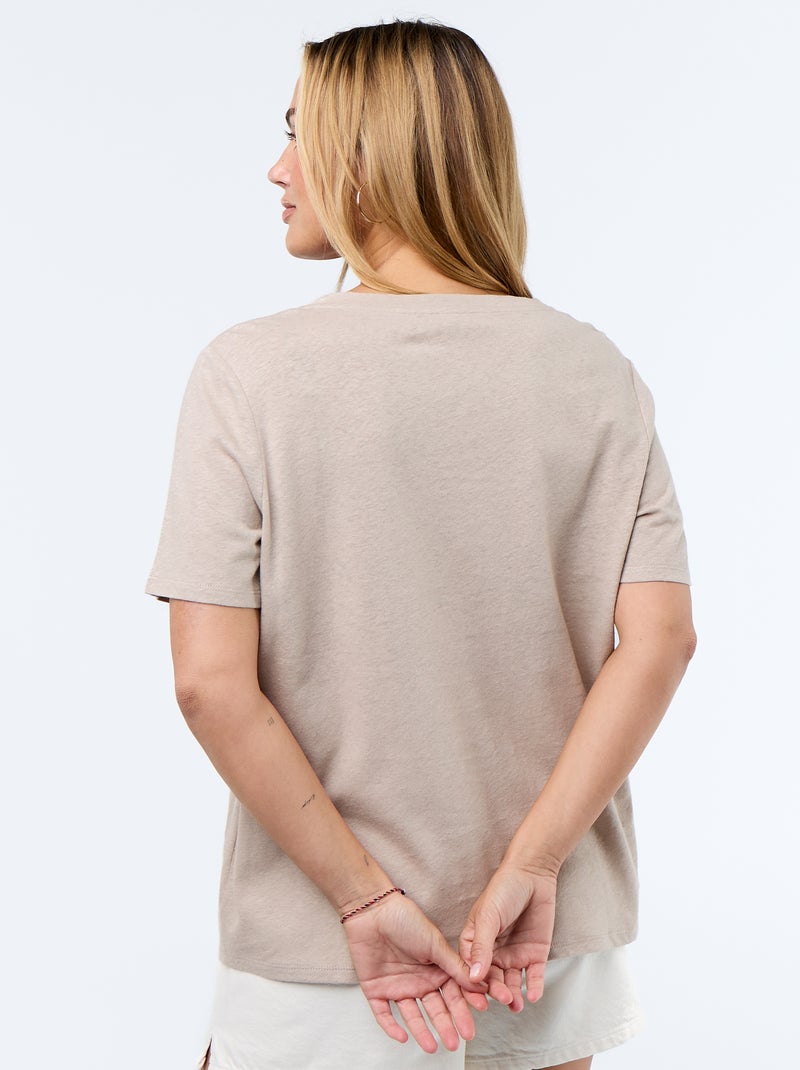 Tee-shirt fluide en lin mélangé Beige - Kiabi