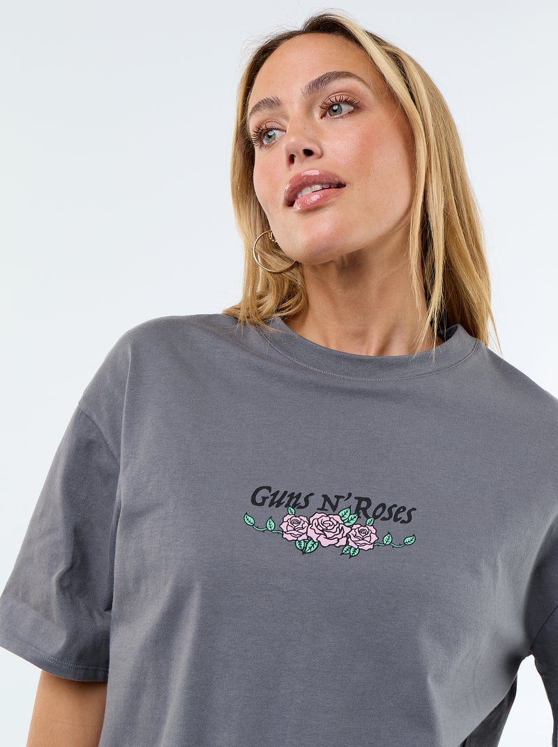 Tee-shirt 'Guns N'Roses' à manches courtes imprimé recto/verso Gris - Kiabi