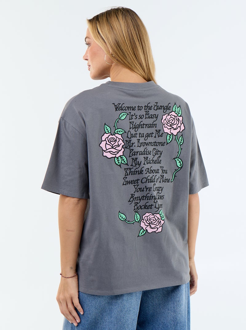 Tee-shirt 'Guns N'Roses' à manches courtes imprimé recto/verso Gris - Kiabi