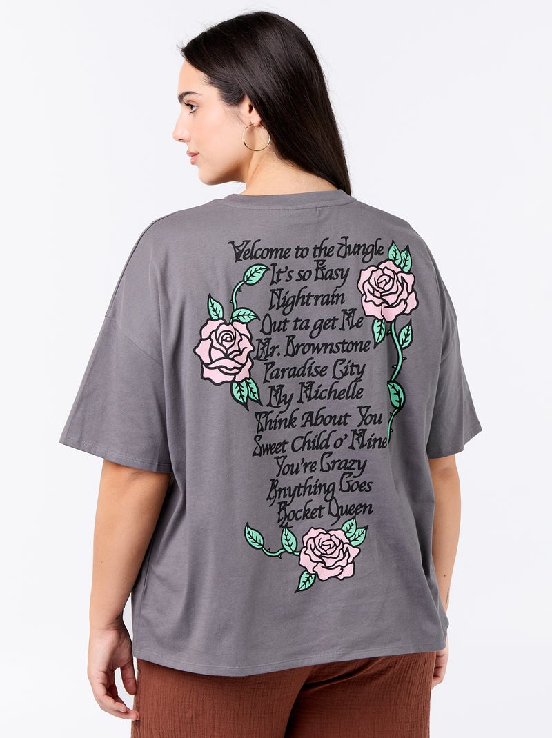 Tee-shirt 'Guns'n'Roses' à manches courtes Gris - Kiabi