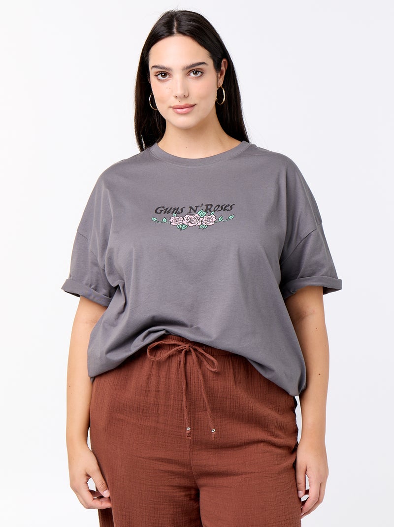 Tee-shirt 'Guns'n'Roses' à manches courtes Gris - Kiabi
