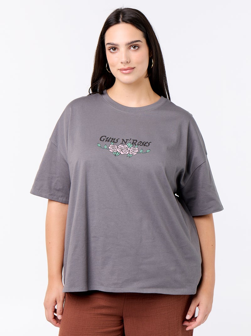 Tee-shirt 'Guns'n'Roses' à manches courtes Gris - Kiabi