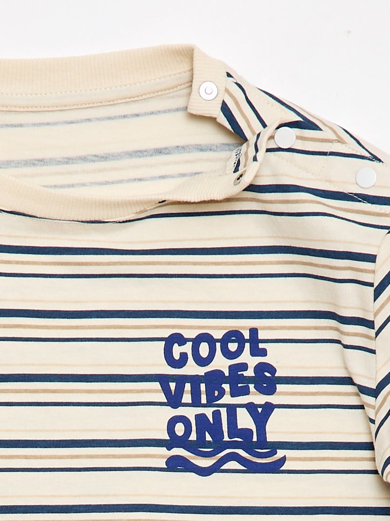 Tee-shirt imprimé à manches courtes - Collection facile à enfiler Beige - Kiabi