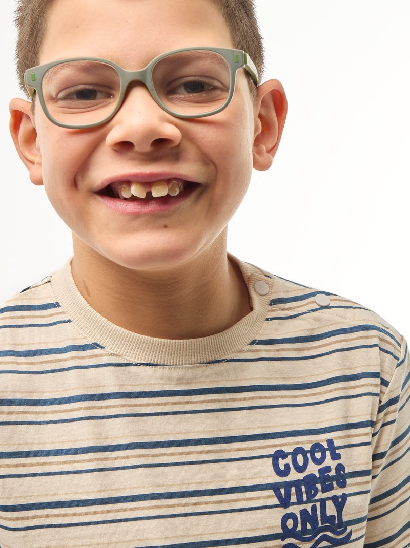 Tee-shirt imprimé à manches courtes - Collection facile à enfiler Beige - Kiabi