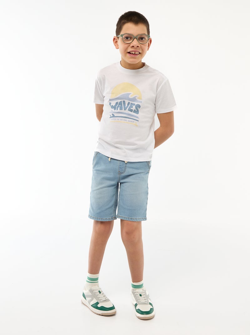 Tee-shirt imprimé à manches courtes - Collection facile à enfiler Blanc - Kiabi