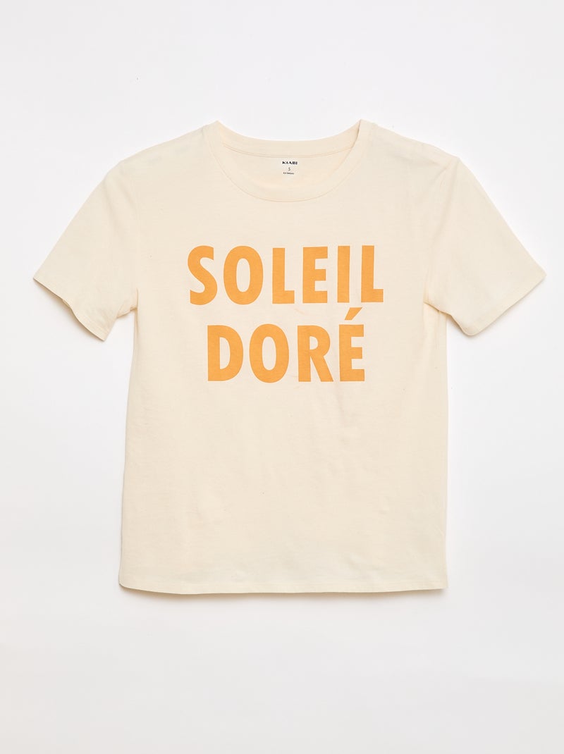 Tee-shirt imprimé à manches courtes - So Easy Blanc - Kiabi