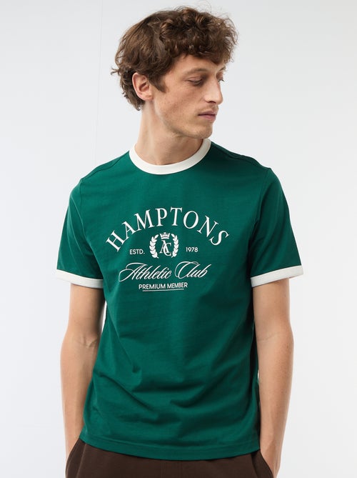 Tee-shirt imprimé avec biais contractant - Kiabi