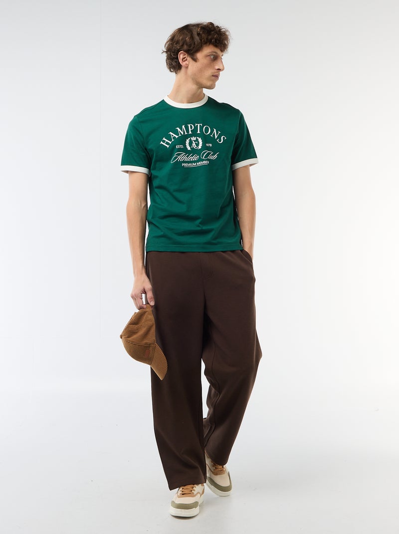 Tee-shirt imprimé avec biais contractant Vert - Kiabi