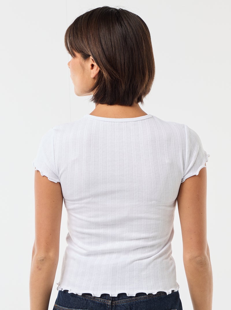 Tee-shirt imprimé en maille pointelle Blanc - Kiabi