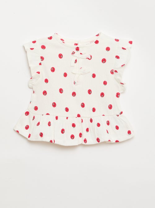 Tee-shirt imprimé et volanté - Kiabi