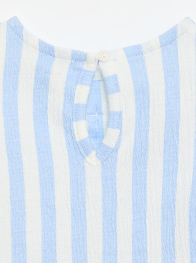 Tee-shirt imprimé et volanté Bleu - Kiabi