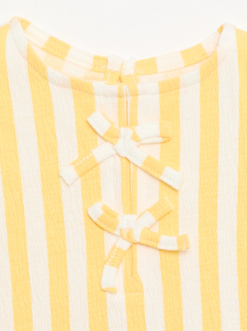 Tee-shirt imprimé et volanté Jaune - Kiabi