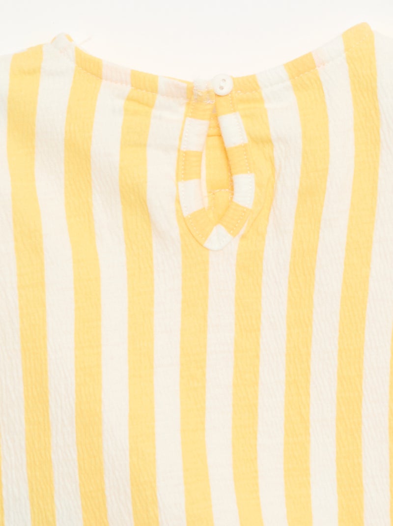 Tee-shirt imprimé et volanté Jaune - Kiabi