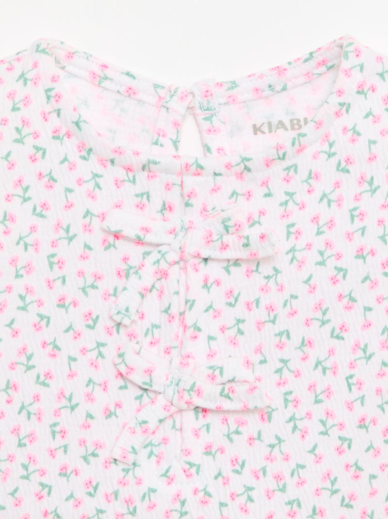 Tee-shirt imprimé et volanté Rose - Kiabi