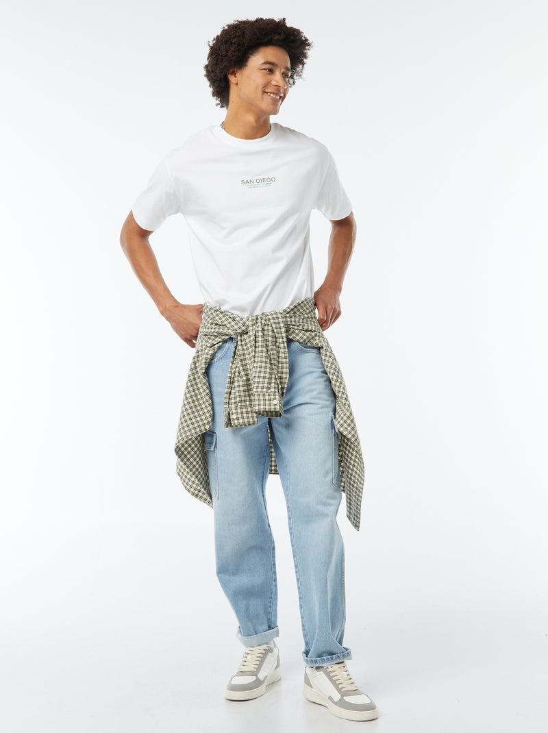 Tee-shirt imprimé poitrine Blanc - Kiabi