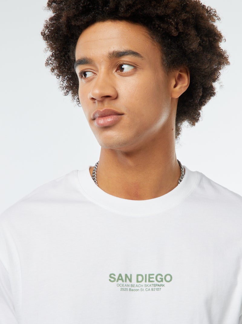 Tee-shirt imprimé poitrine Blanc - Kiabi