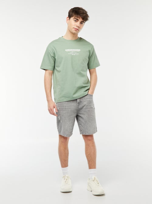 Tee-shirt imprimé poitrine - Kiabi