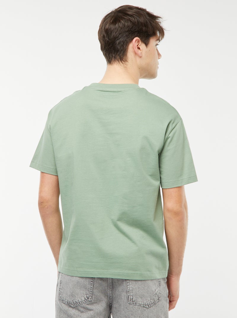 Tee-shirt imprimé poitrine Vert - Kiabi
