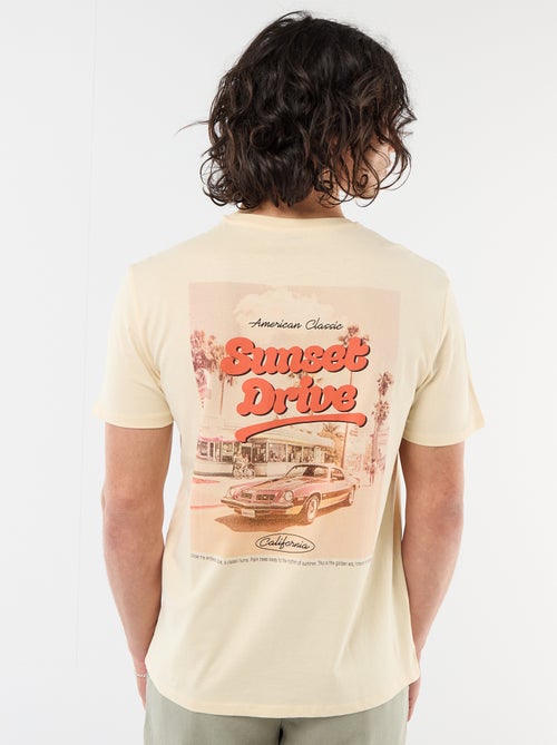 Tee-shirt imprimé recto/verso à manches courtes - Kiabi