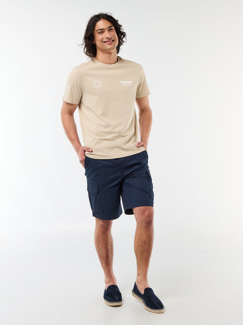 Tee-shirt imprimé recto/verso à manches courtes Beige - Kiabi