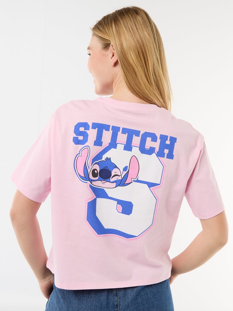 Tee-shirt imprimé 'Stitch' Rose - Kiabi