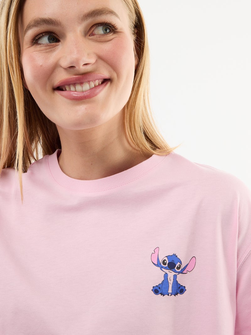 Tee-shirt imprimé 'Stitch' Rose - Kiabi