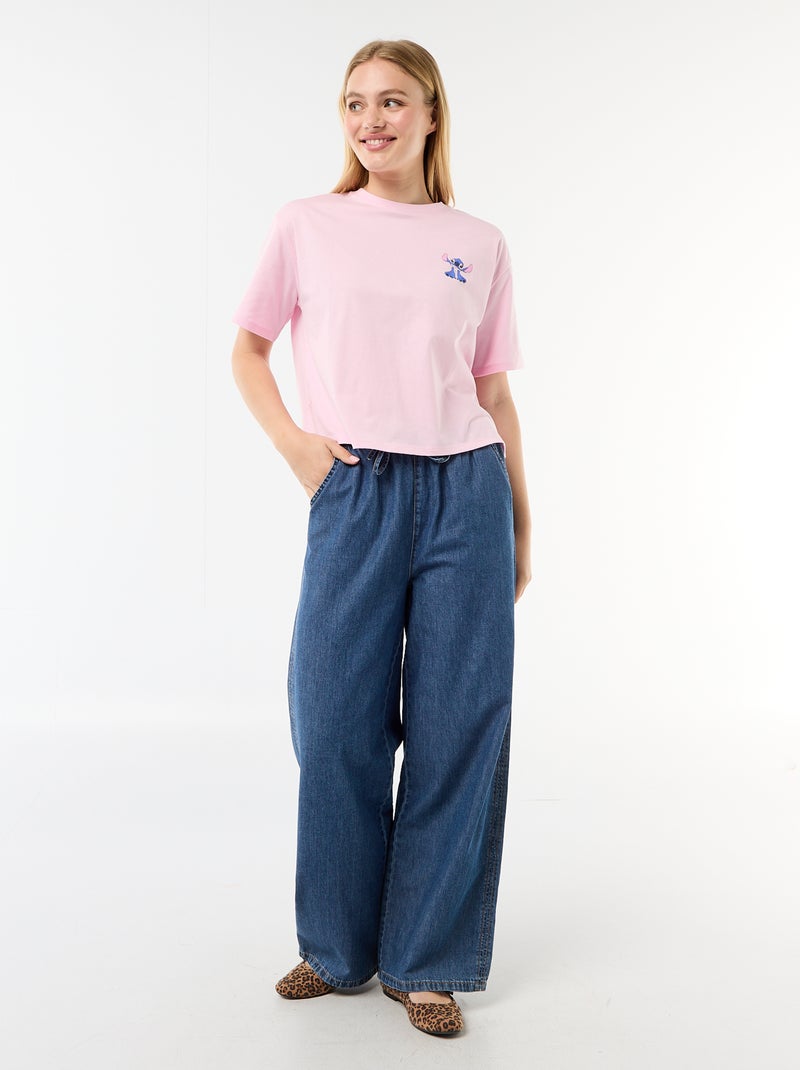 Tee-shirt imprimé 'Stitch' Rose - Kiabi