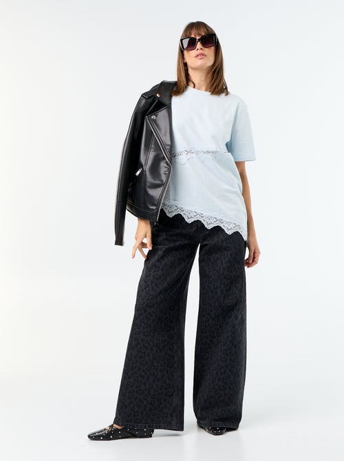 Tee-shirt manches courtes avec dentelle - Kiabi Tee-shirt manches courtes avec dentelle - Kiabi