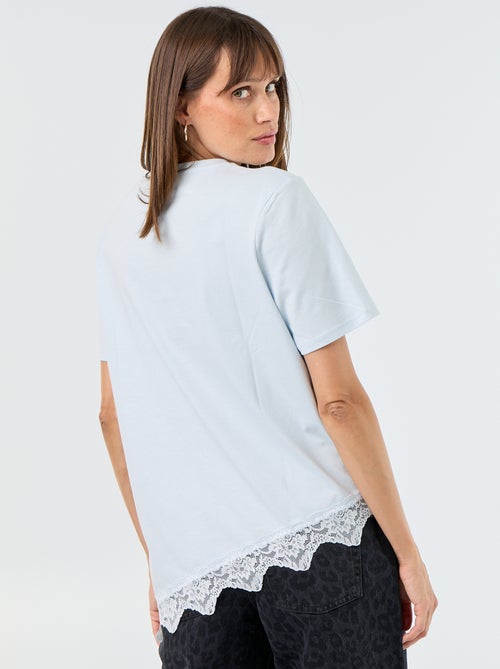 Tee-shirt manches courtes avec dentelle - Kiabi Tee-shirt manches courtes avec dentelle - Kiabi