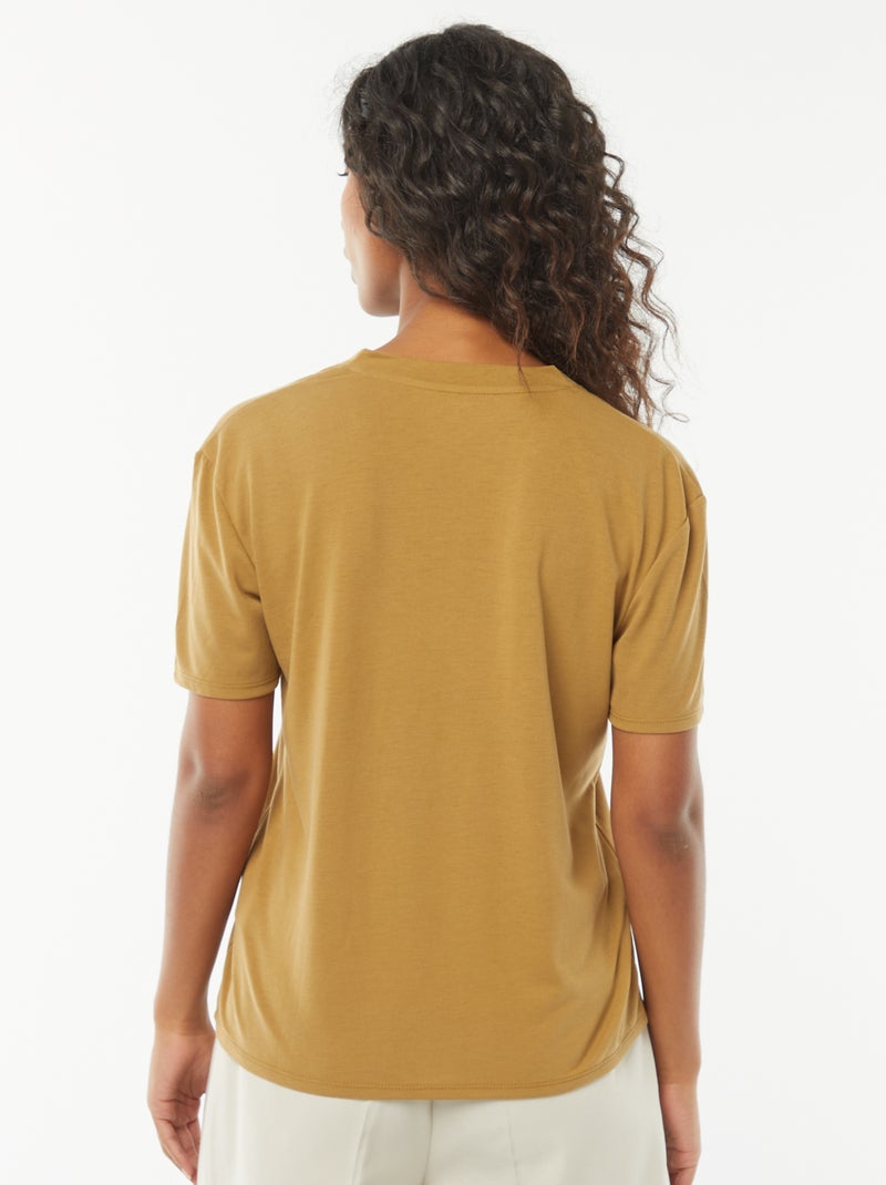 Tee-shirt manches courtes avec encolure en V Vert - Kiabi