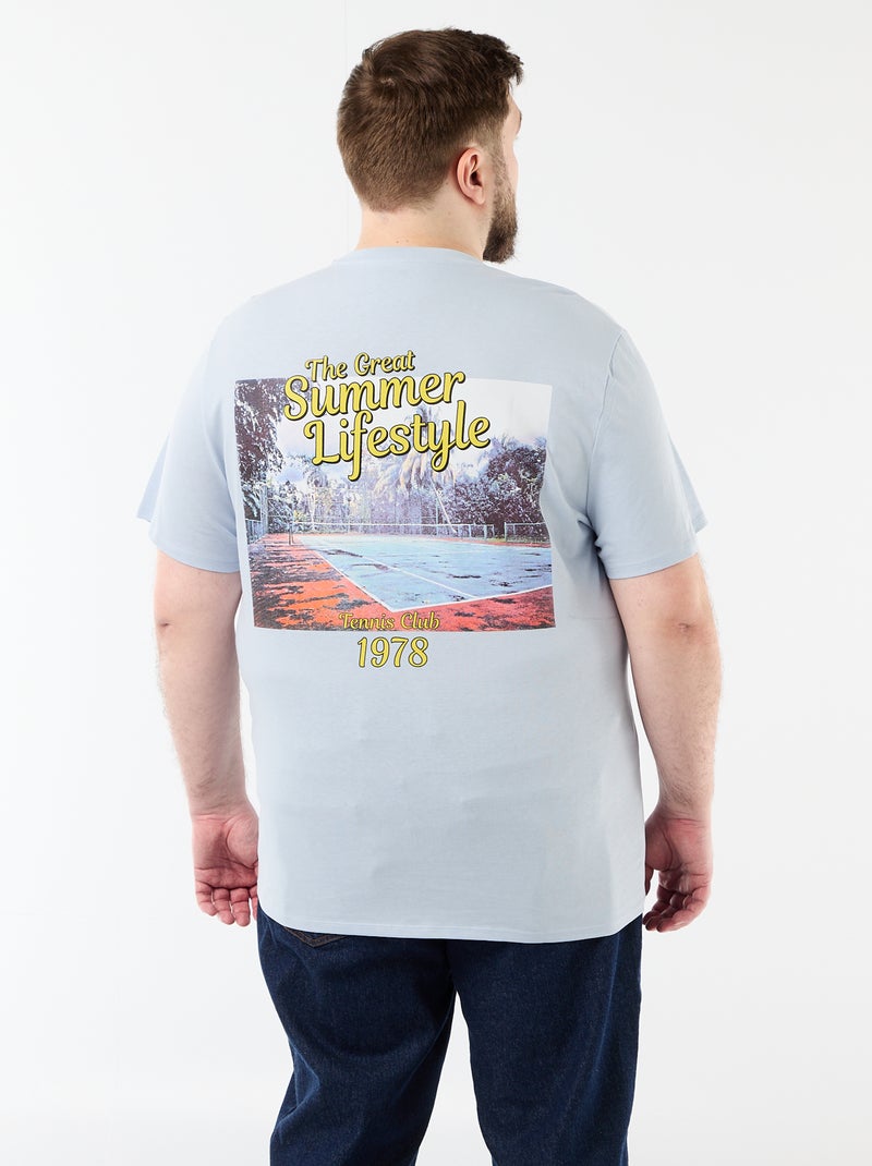 Tee-shirt manches courtes imprimé Bleu - Kiabi