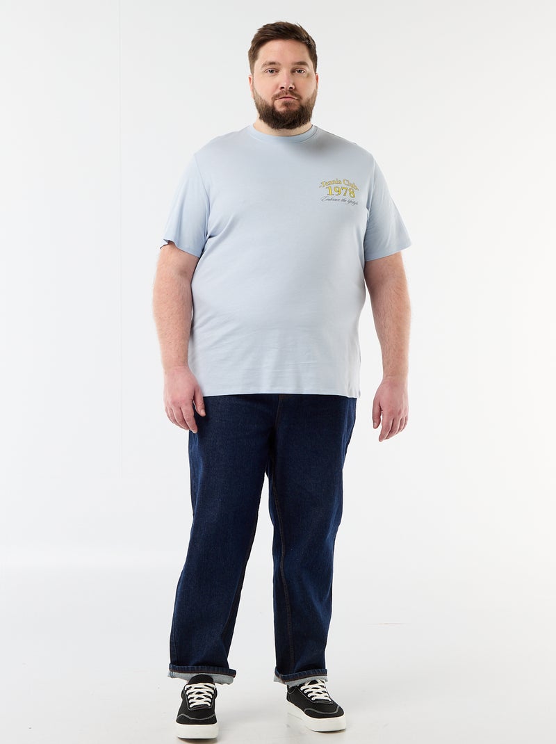 Tee-shirt manches courtes imprimé Bleu - Kiabi