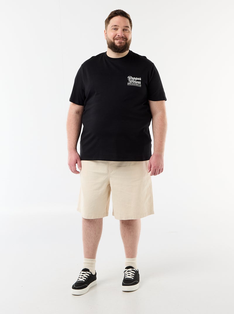 Tee-shirt manches courtes imprimé Noir - Kiabi