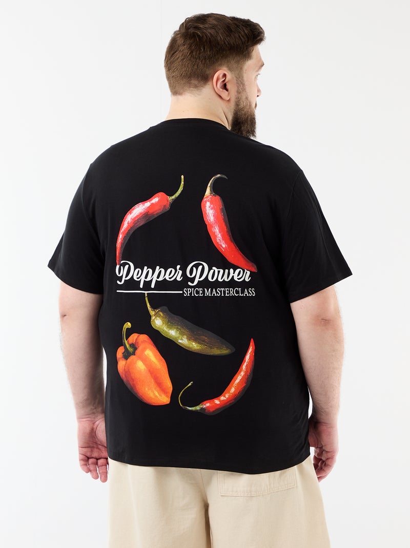 Tee-shirt manches courtes imprimé Noir - Kiabi