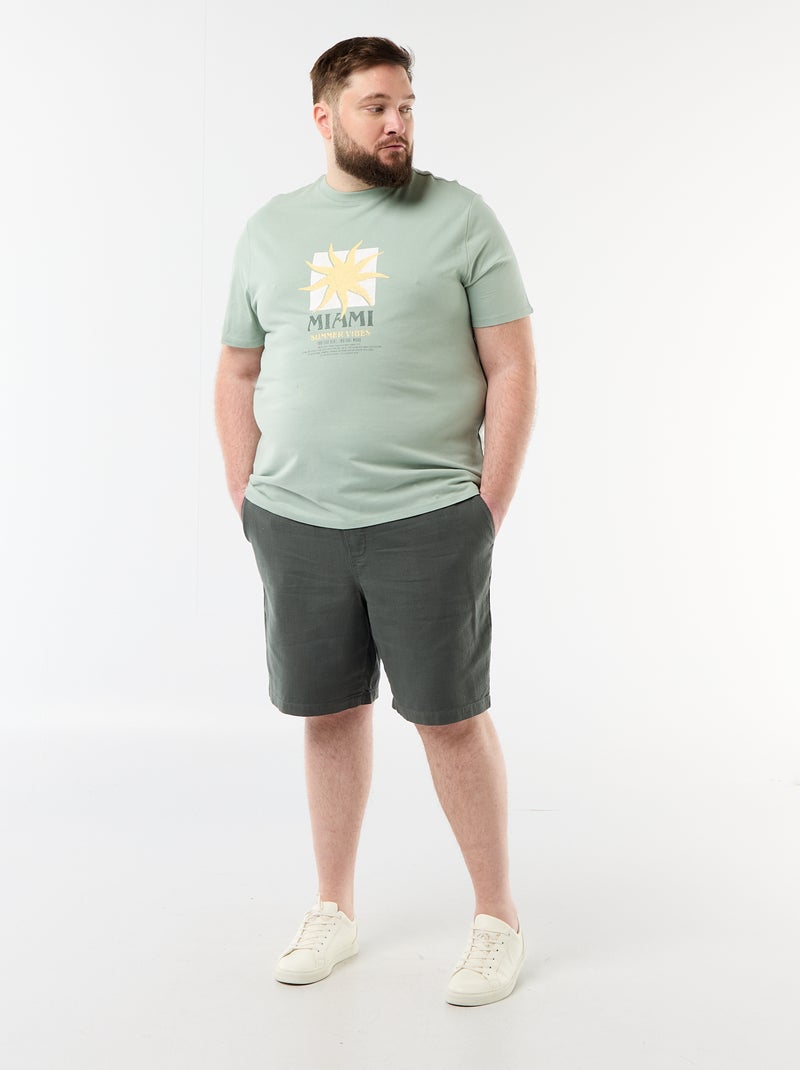 Tee-shirt manches courtes imprimé Vert - Kiabi