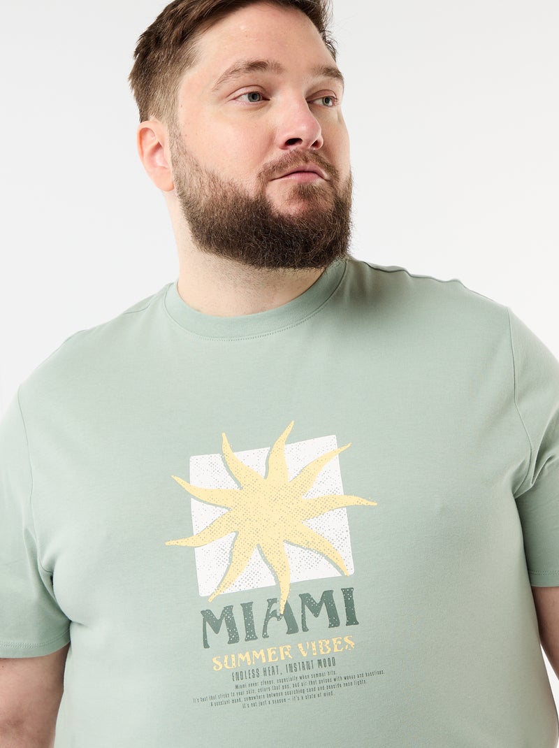 Tee-shirt manches courtes imprimé Vert - Kiabi