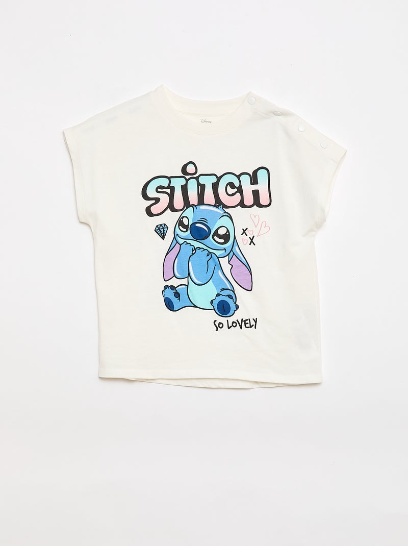 Tee-shirt manches courtes 'Stitch' - Collection facile à enfiler Blanc - Kiabi