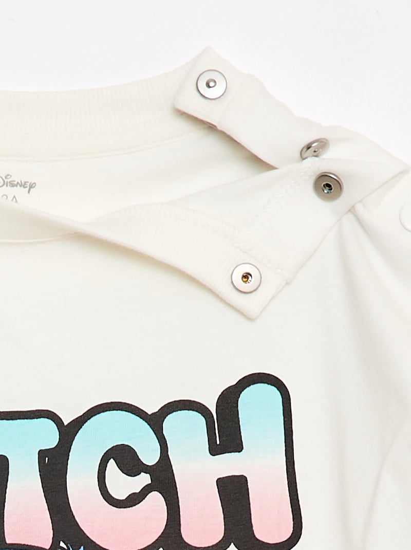 Tee-shirt manches courtes 'Stitch' - Collection facile à enfiler Blanc - Kiabi