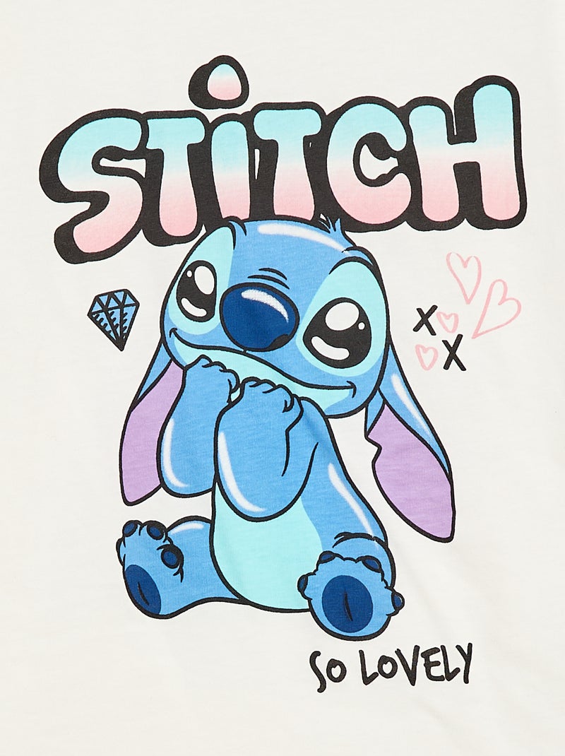 Tee-shirt manches courtes 'Stitch' - Collection facile à enfiler Blanc - Kiabi