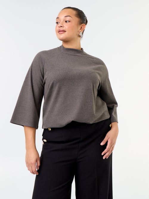 Tee-shirt manches longues en maille doudou - Kiabi