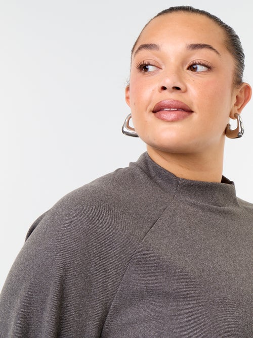 Tee-shirt manches longues en maille doudou - Kiabi