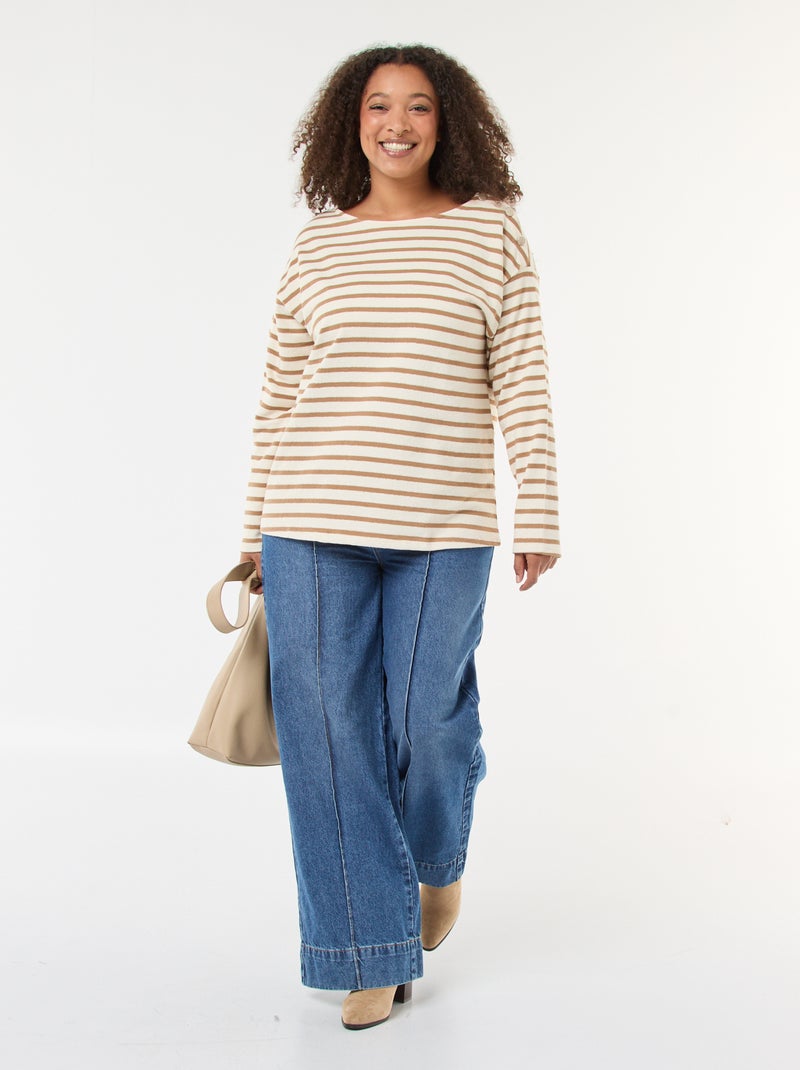 Tee-shirt marinière col bateau Blanc - Kiabi