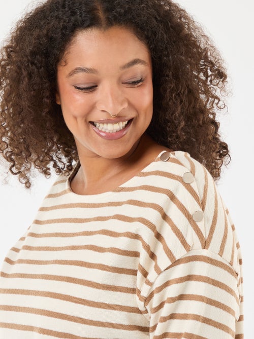 Tee-shirt marinière col bateau - Kiabi