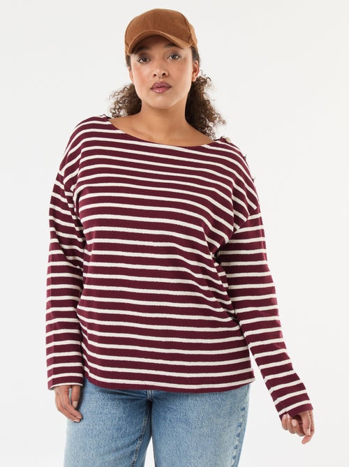 Tee-shirt marinière col bateau - Kiabi