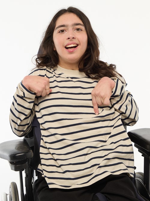 Tee-shirt marinière épaule scratchée - collection facile à enfiler - Kiabi