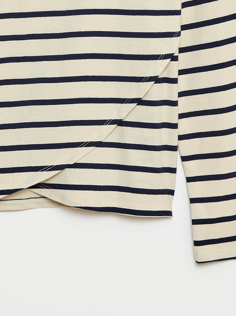 Tee-shirt marinière épaule scratchée - collection facile à enfiler Blanc - Kiabi