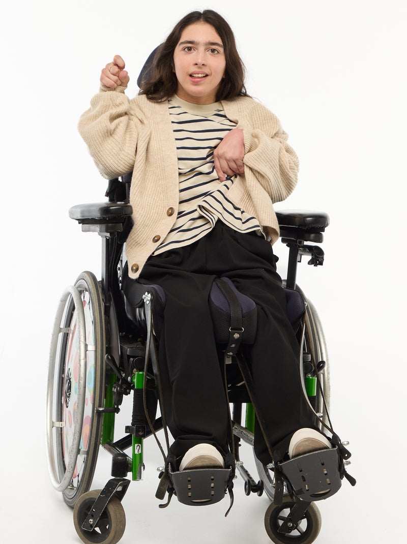 Tee-shirt marinière épaule scratchée - collection facile à enfiler Blanc - Kiabi