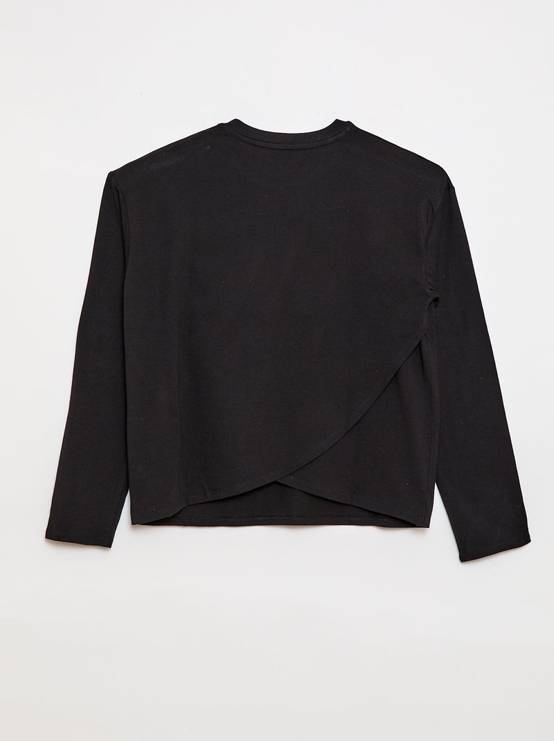 Tee-shirt marinière épaule scratchée - collection facile à enfiler Noir - Kiabi