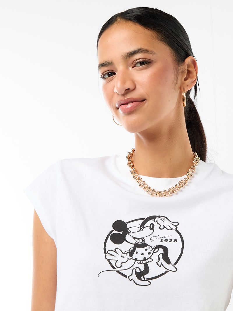 Tee-shirt 'Minnie' cropped 'Disney' Blanc - Kiabi