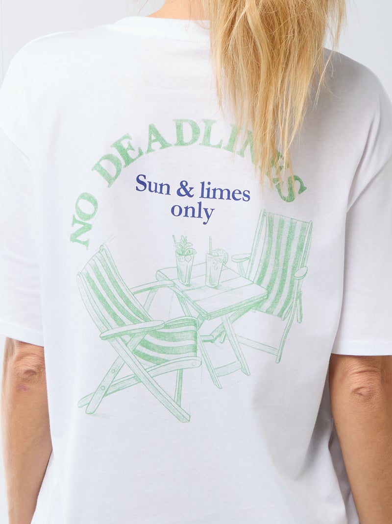 Tee-shirt oversize à message Blanc - Kiabi